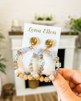 Anne Earrings-Tan/Blue