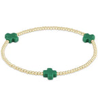 enewton signature cross gold pattern 2mm bead bracelet-emerald