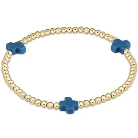 enewton signature cross gold pattern 3mm bead bracelet-cobalt