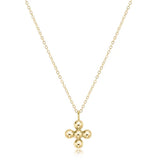 enewton 16" necklace gold classic beaded signature cross gold charm 4mm bead gold