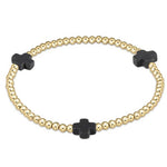 enewton signature cross gold pattern 3mm bead bracelet-charcoal