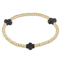 enewton signature cross gold pattern 3mm bead bracelet-charcoal