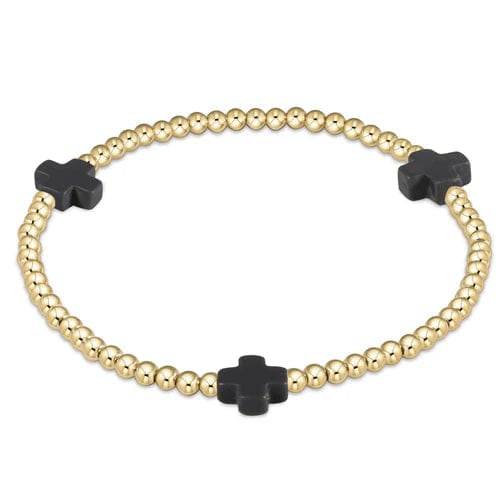enewton signature cross gold pattern 3mm bead bracelet-charcoal