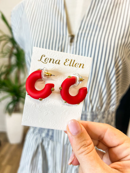 Studded Hoops SM-Red