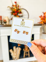 Bow Earrings Crimson/White Michelle Mcdowell