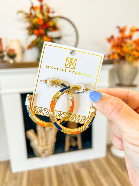Ginger Earrings Navy/Orange Michelle Mcdowell