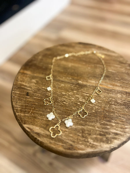 Clover Pearl Charm Necklace