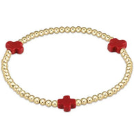 enewton signature cross gold pattern 3mm bead bracelet-red
