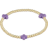 enewton egirl signature cross gold pattern 3mm bead bracelet-purple