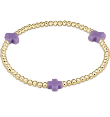 enewton egirl signature cross gold pattern 3mm bead bracelet-purple