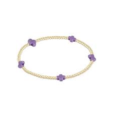 enewton egirl signature cross small gold pattern 2mm bead bracelet-purple