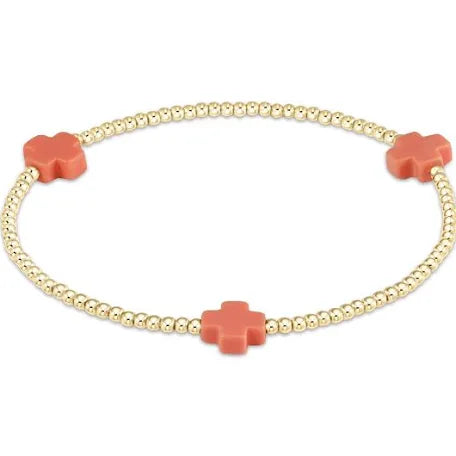 enewton signature cross gold pattern 2mm bead bracelet-coral
