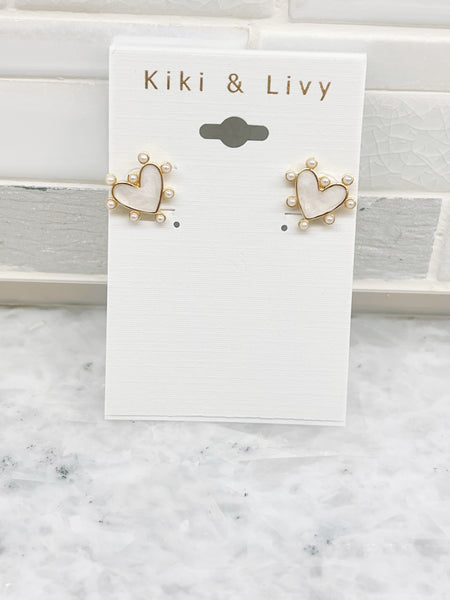 Heart Pearl Studs