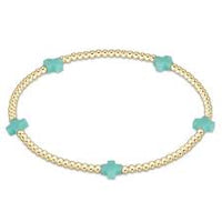enewton egirl signature cross small gold pattern 2mm bead bracelet-mint