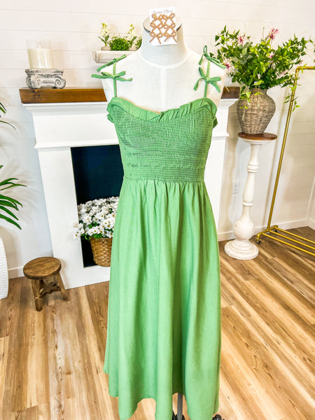 Sage Smocked Midi