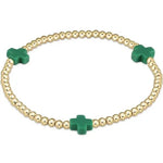 enewton signature cross gold pattern 3mm bead bracelet-emerald