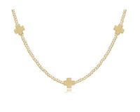 enewton 15" choker signature cross gold pattern 2mm bead- signature cross gold