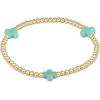 enewton signature cross gold pattern 3mm bead bracelet-mint