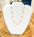 Clover Choker Necklace-Pink