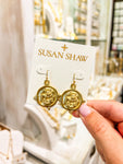 Susan Shaw Gold Bulldog Earrings