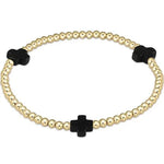 enewton signature cross gold pattern 3mm bead bracelet-onyx