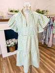 Sage Striped Dress