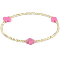 enewton signature cross gold pattern 2mm bead bracelet-bright pink