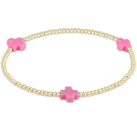 enewton signature cross gold pattern 2mm bead bracelet-bright pink
