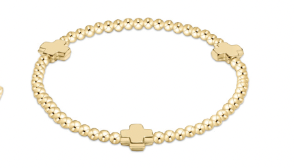 enewton extends-signature cross gold pattern 3mm bead bracelet-gold