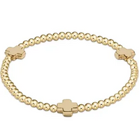 enewton signature cross gold pattern 3mm bead bracelet-gold