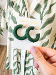 Studded Hoops-Hunter Green