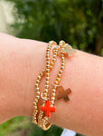 Cross Charm Stack-Rust