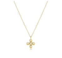 enewton 16" necklace gold classic beaded signature cross gold charm 4mm bead gold