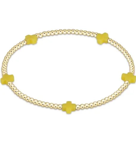enewton signature cross small gold pattern 2mm bead bracelet-canary