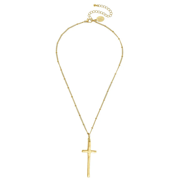 Susan Shaw Dainty Elongated Cross Necklace