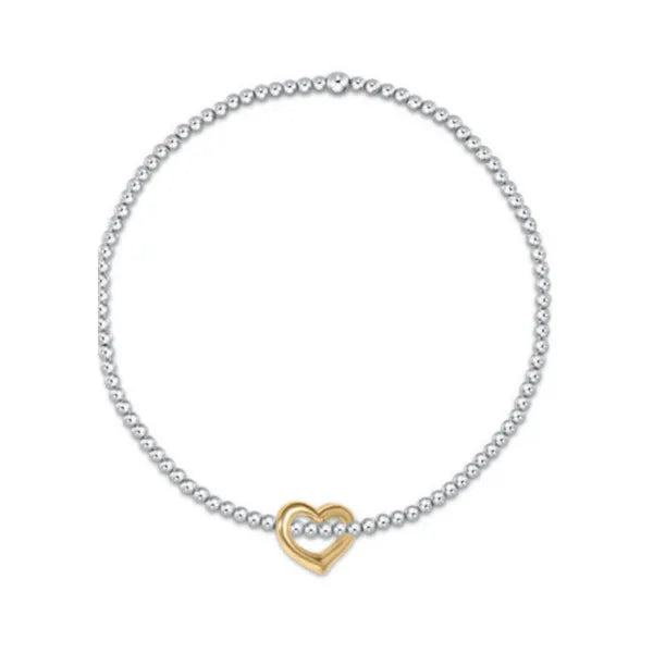 enewton classic sterling mixed metal 2.5mm bead bracelet-love gold charm