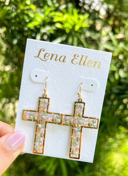 Andrea Cross Earrings-Neutral Mix