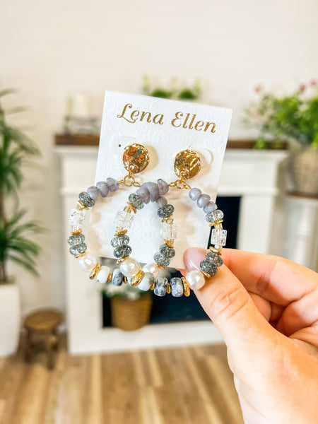 Anne Earrings-Black/Grey
