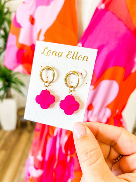 Pink Clover Earrings