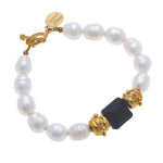 Susan Shaw London Pearl Black Crystal Bracelet