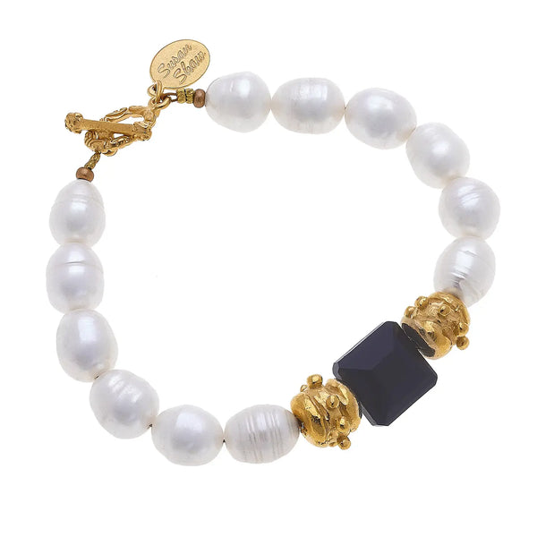 Susan Shaw London Pearl Black Crystal Bracelet