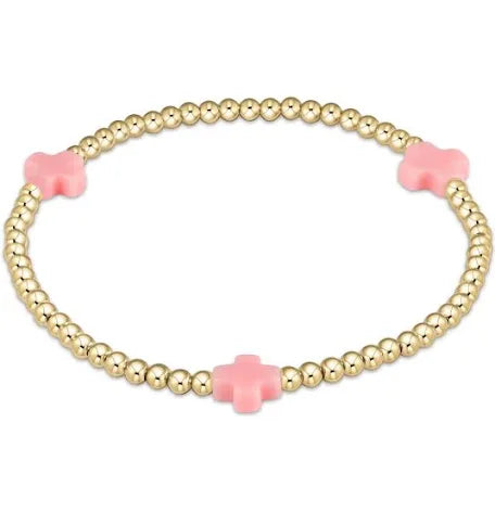 enewton signature cross gold pattern 3mm bead bracelet-pink
