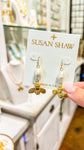 Susan Shaw Gold Bee and Genuine Freshwater Pearl Earrings