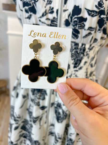 Lucky Clover Earrings-Black