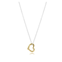 16" necklace sterling mixed metal-love gold charm