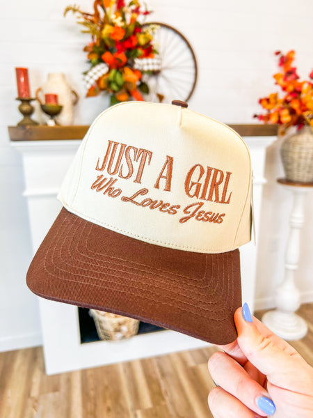 Just a Girl Who Loves Jesus Hat-Brown