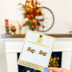 Bow Earrings Navy/Orange Michelle Mcdowell