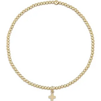 enewton classic gold 2mm bead bracelet-classic signature cross small gold charm