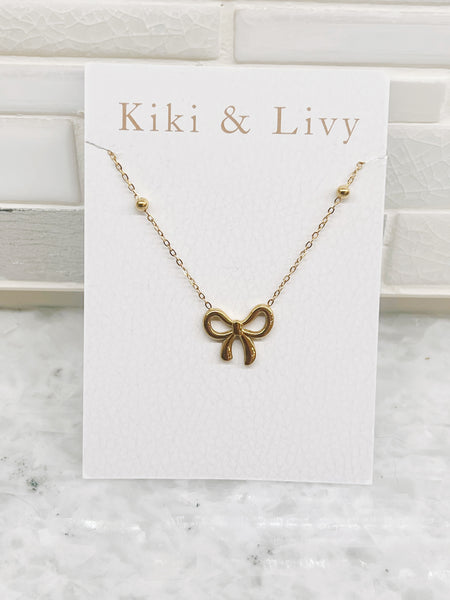 Gold Bow Necklace