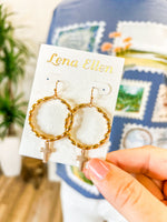 Grace Cross Earrings-Taupe